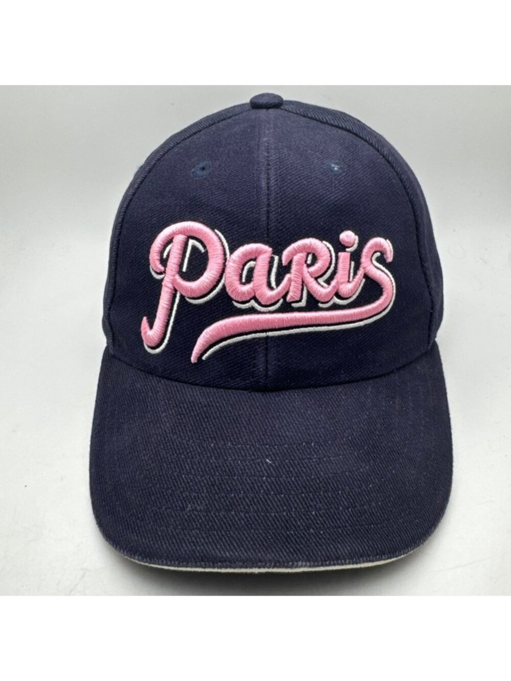 Paris Embroidered Baseball Cap Adjustable Strap Hat Pink White